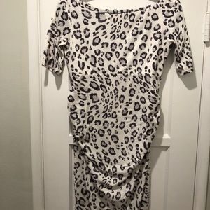 ASOS white leopard cheetah maternity fitted dress